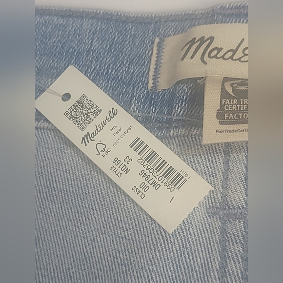 Madewell Mid-rise Kick Out Crop Denim Blue Jean Size 33 Front Patch Pockets - Picture 5 of 14